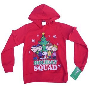 Snoopy Peanuts Holiday Squad Red KIDS Sweatshirt Hoodie Size 10 NEW Christmas
